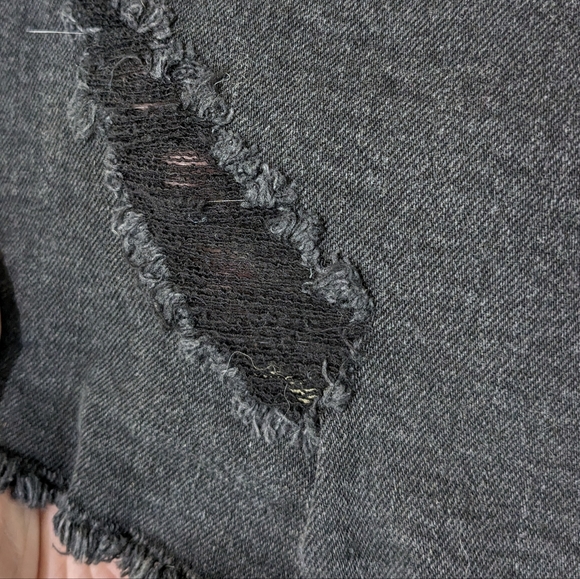 Distressed black acid wash denim mini skirt in size 10 - Picture 7 of 9